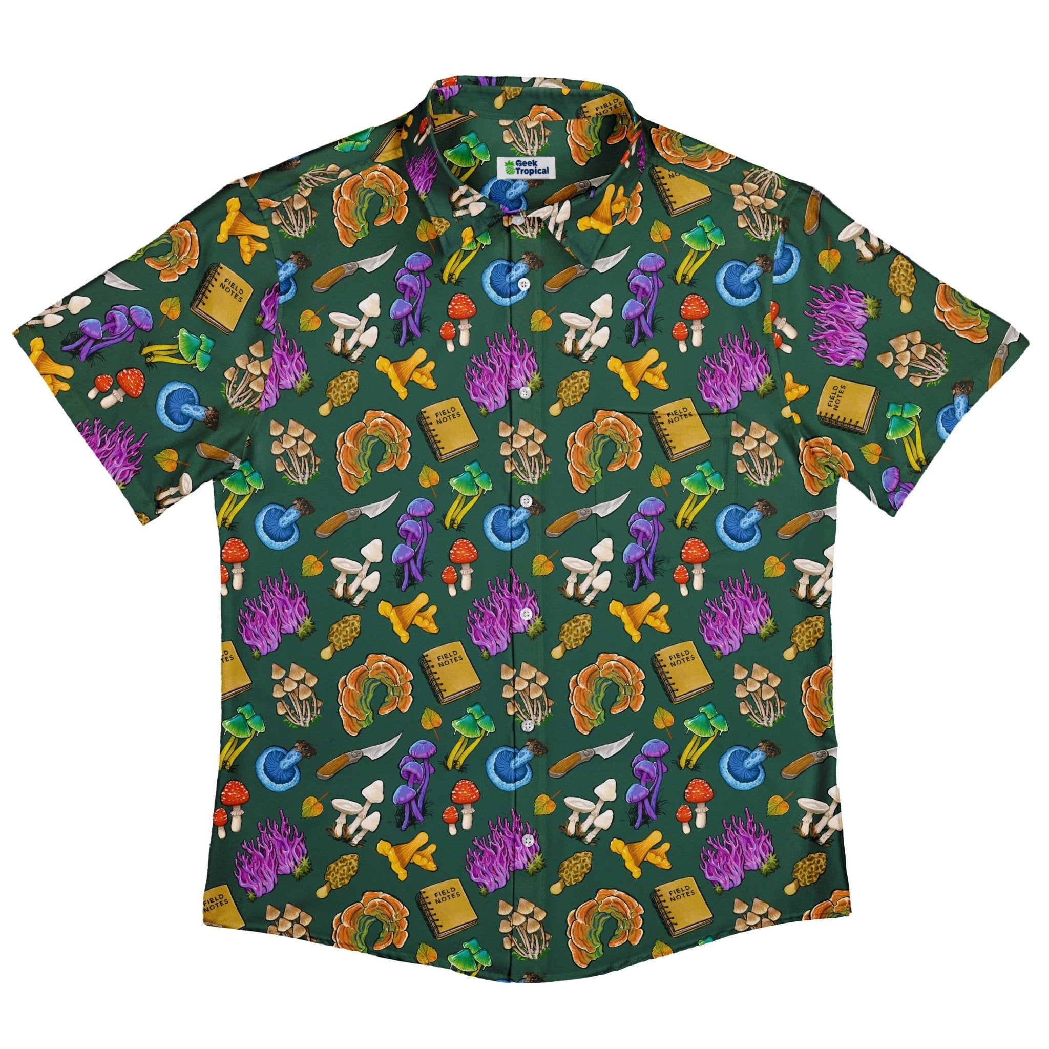 Anime Mushrooms Button Up Shirt - adult sizing - Anime - Botany Print