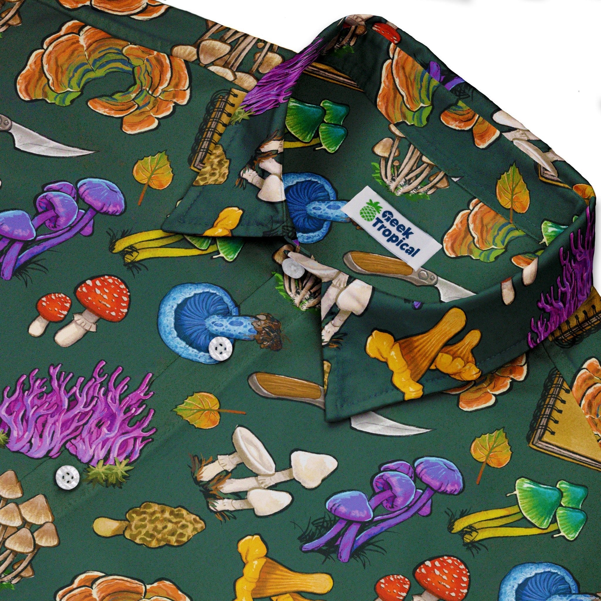 Anime Mushrooms Button Up Shirt - adult sizing - Anime - Botany Print