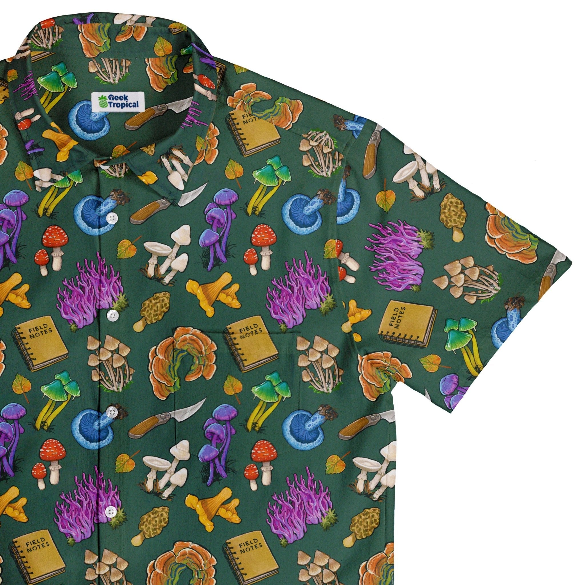 Anime Mushrooms Button Up Shirt - adult sizing - Anime - Botany Print