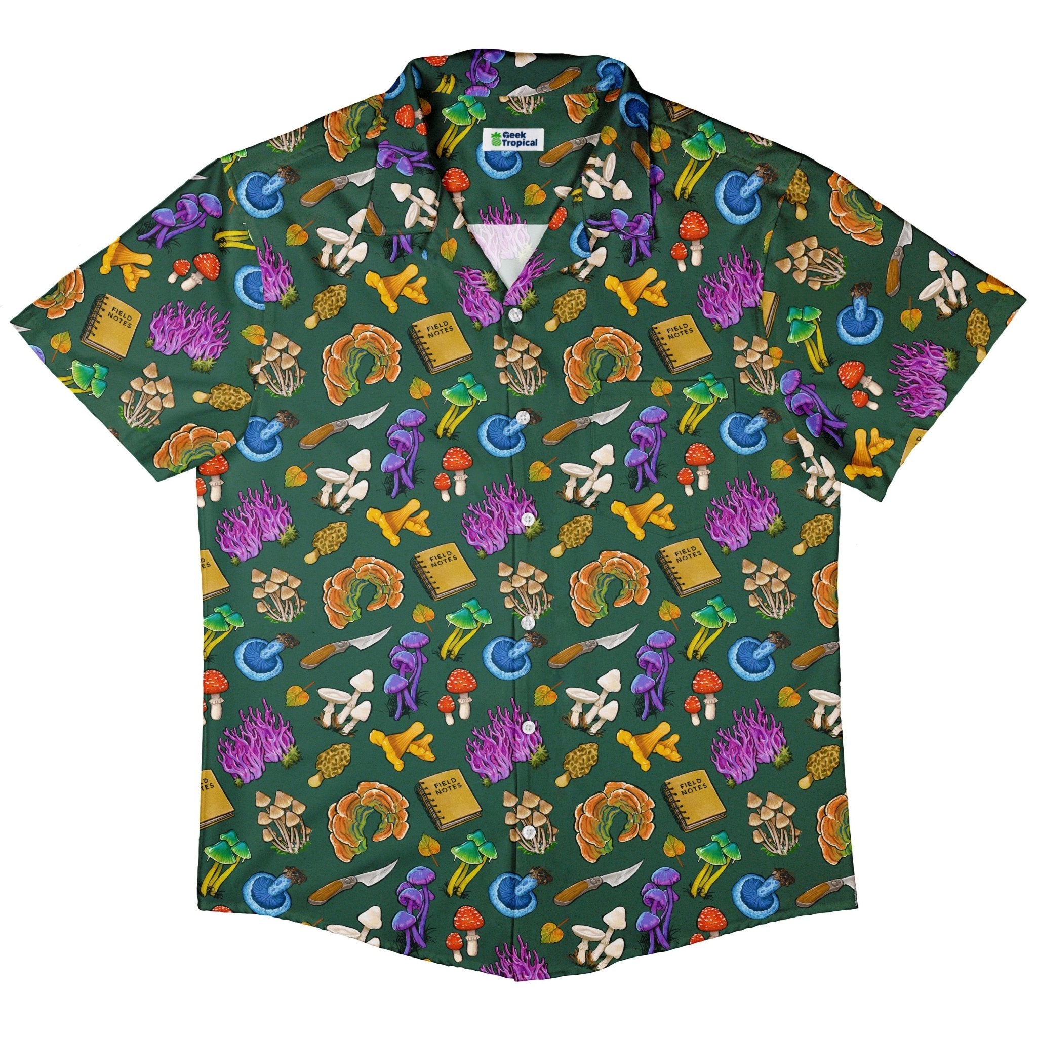 Anime Mushrooms Button Up Shirt - adult sizing - Anime - Botany Print