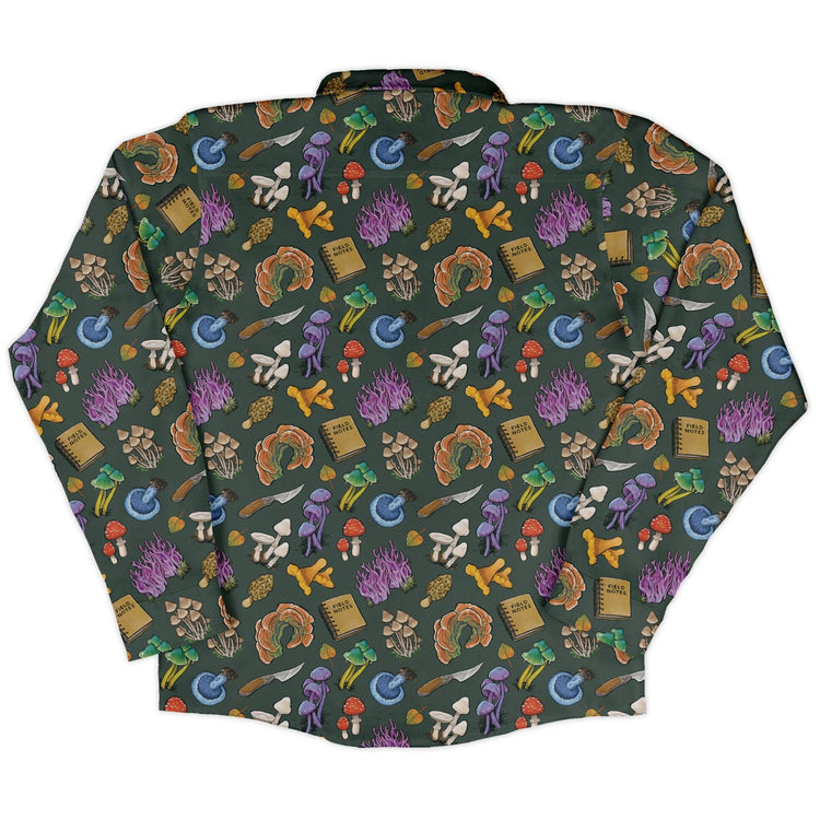 Anime Mushrooms Long Sleeve Button Up Shirt Geek Nerd adult sizing Anime Botany Print