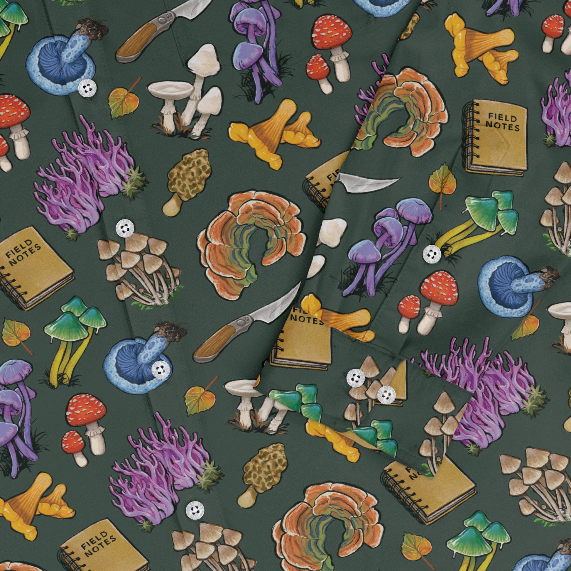 Anime Mushrooms Long Sleeve Button Up Shirt