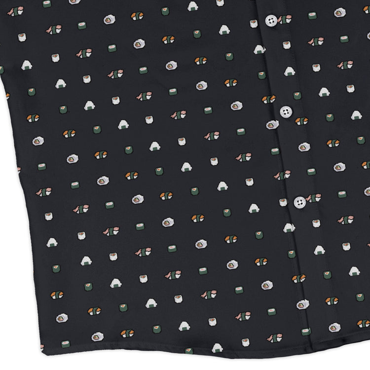 Anime Sushi Rolls Dark Long Sleeve Button Up Shirt Geek Nerd adult sizing Anime Design by Claire Murphy