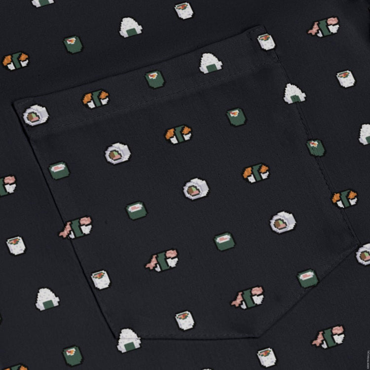 Anime Sushi Rolls Dark Long Sleeve Button Up Shirt Geek Nerd adult sizing Anime Design by Claire Murphy