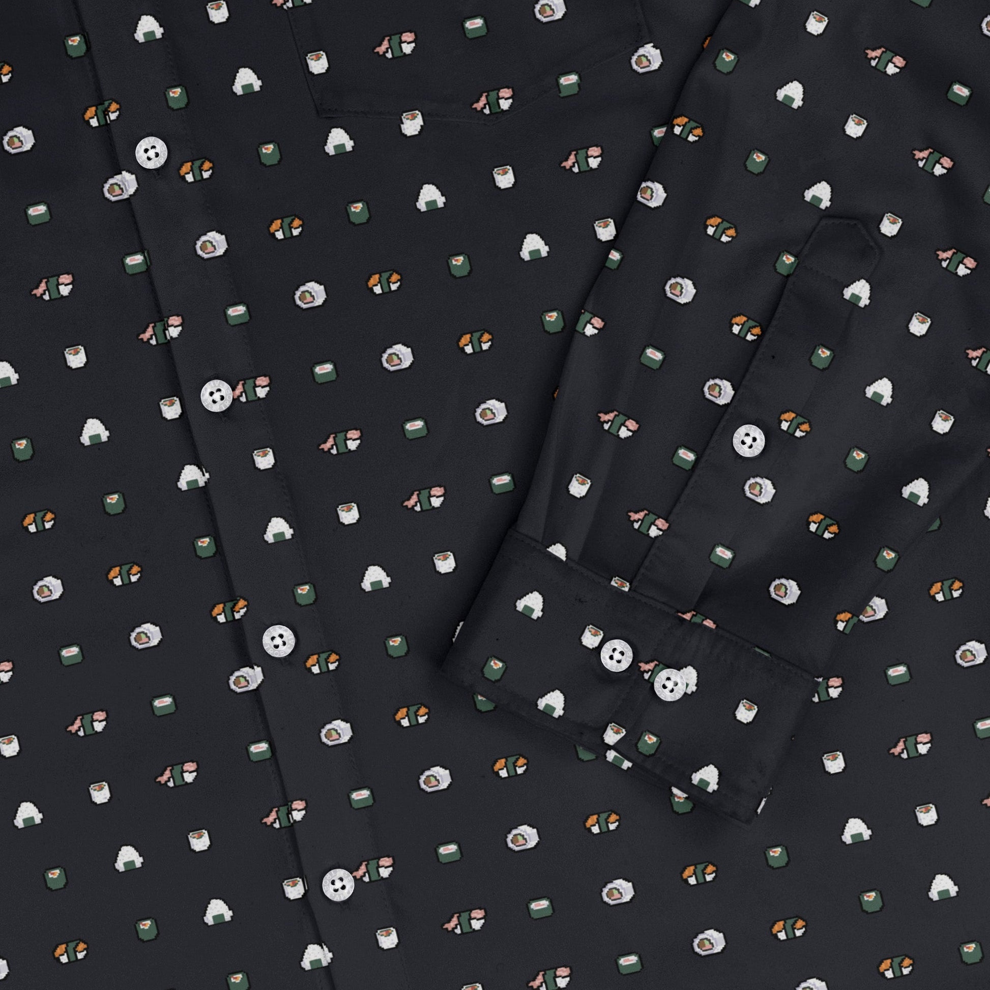 Anime Sushi Rolls Dark Long Sleeve Button Up Shirt