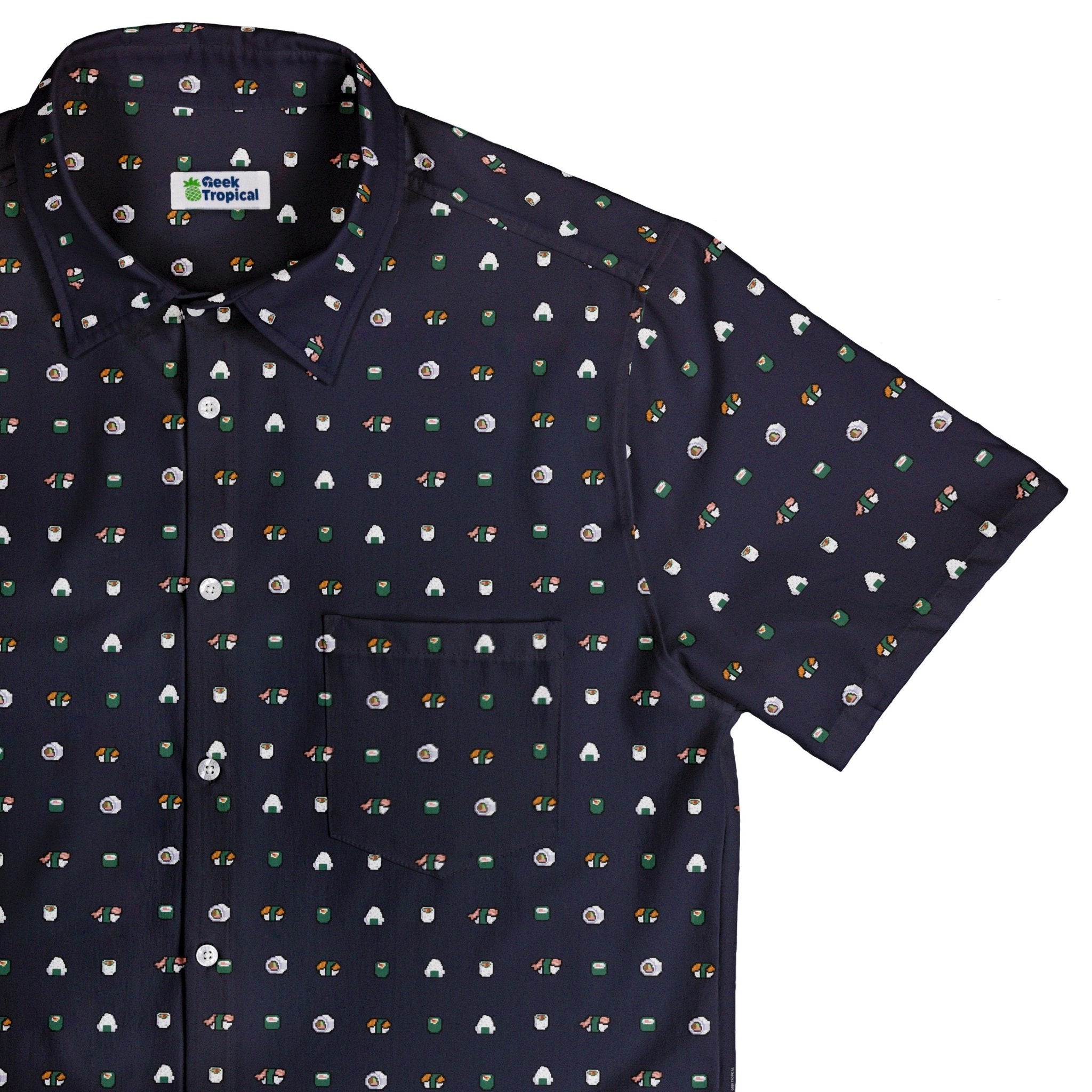 Anime Sushi Rolls Dark Button Up Shirt