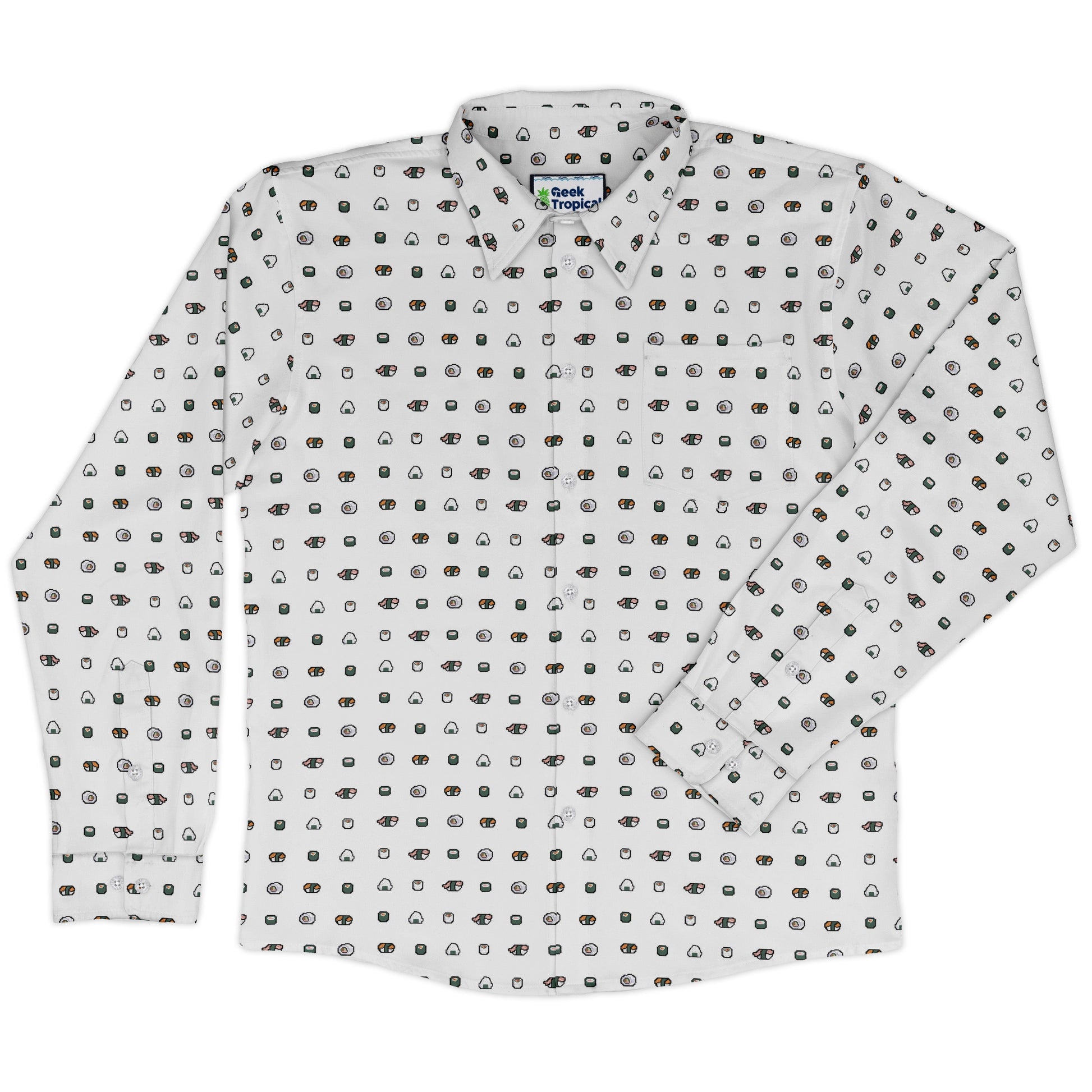 Anime Sushi Rolls Light Long Sleeve Button Up Shirt
