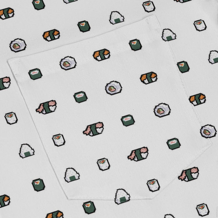 Anime Sushi Rolls Light Long Sleeve Button Up Shirt Geek Nerd adult sizing Anime Design by Claire Murphy