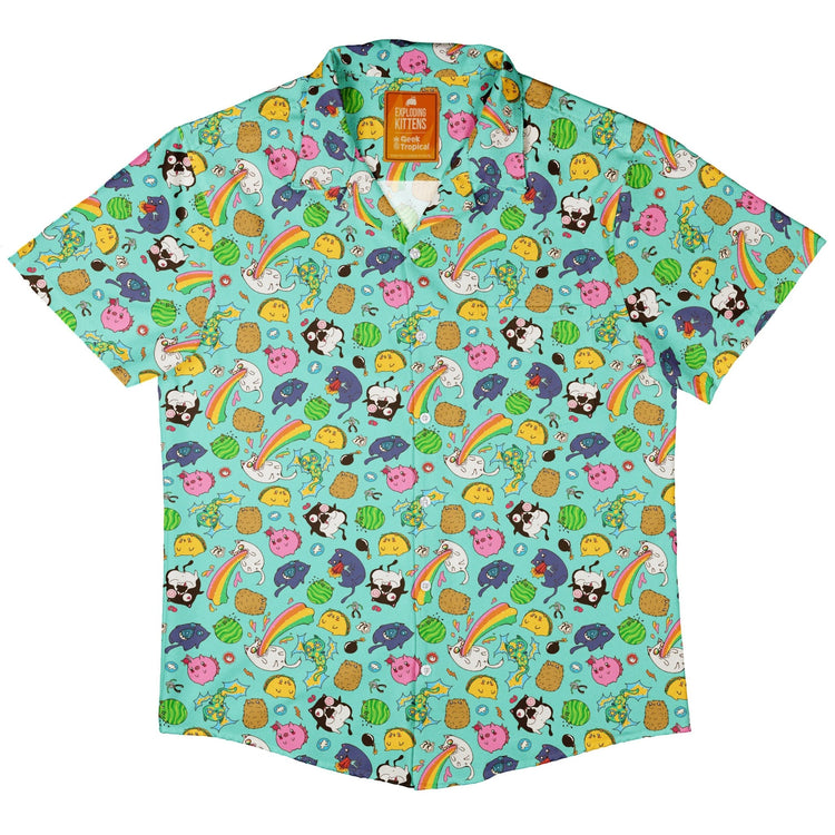 Anime Exploding Kittens Button Up Shirt - adult sizing - Animal Patterns - Anime