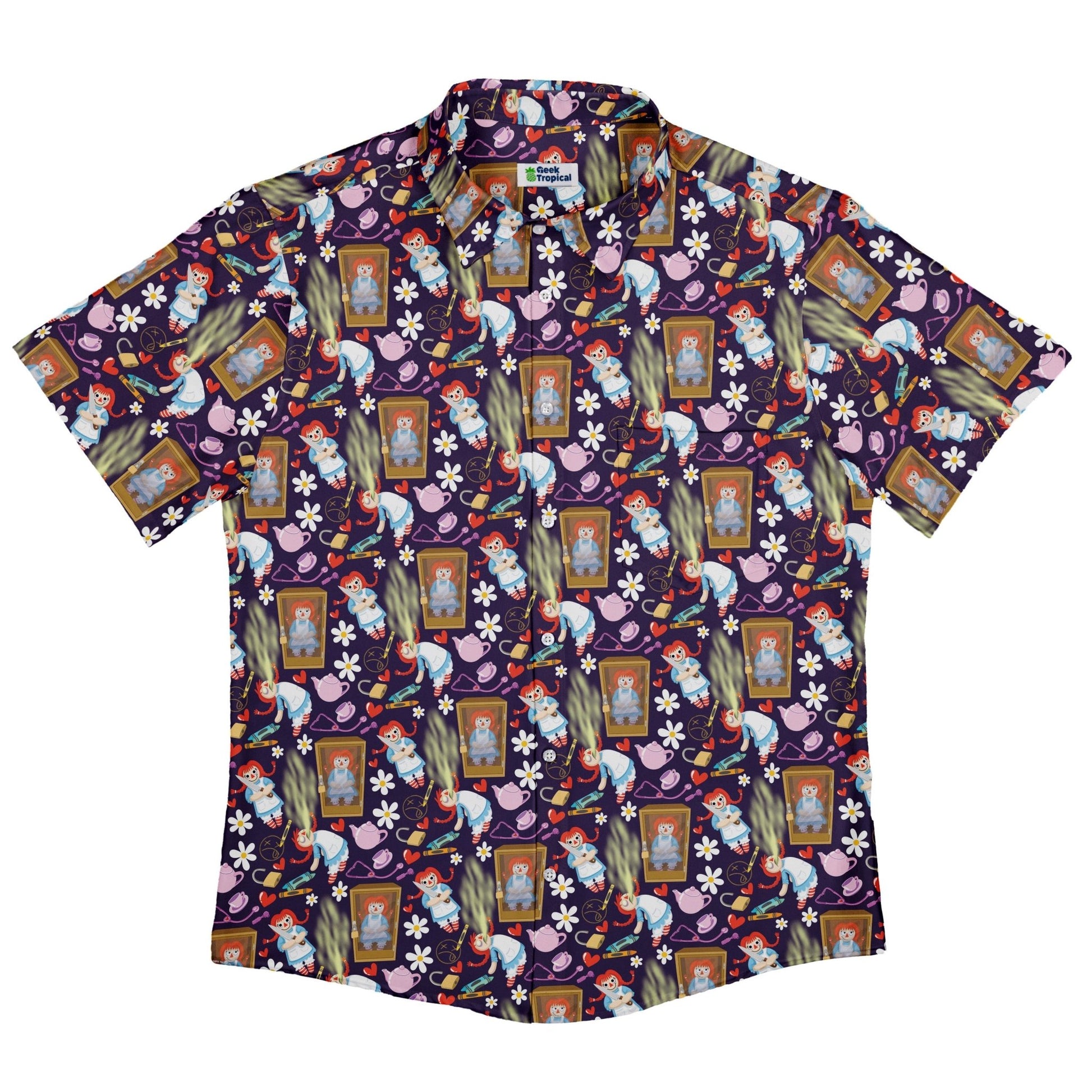 Annabelle Doll Button Up Shirt Geek Nerd 0925 adult sizing All Adult Button Up Shirts