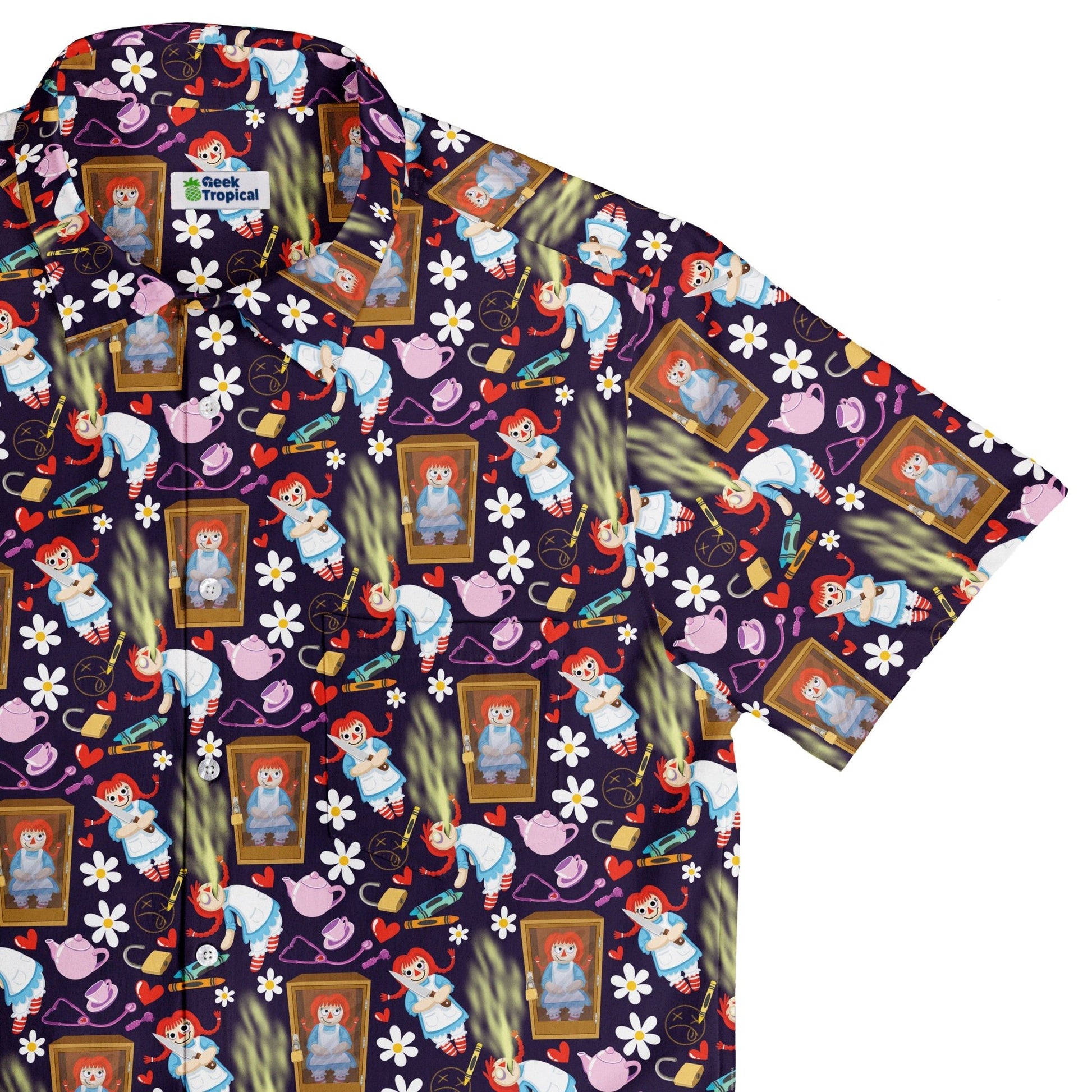 Annabelle Doll Button Up Shirt Geek Nerd 0925 adult sizing All Adult Button Up Shirts