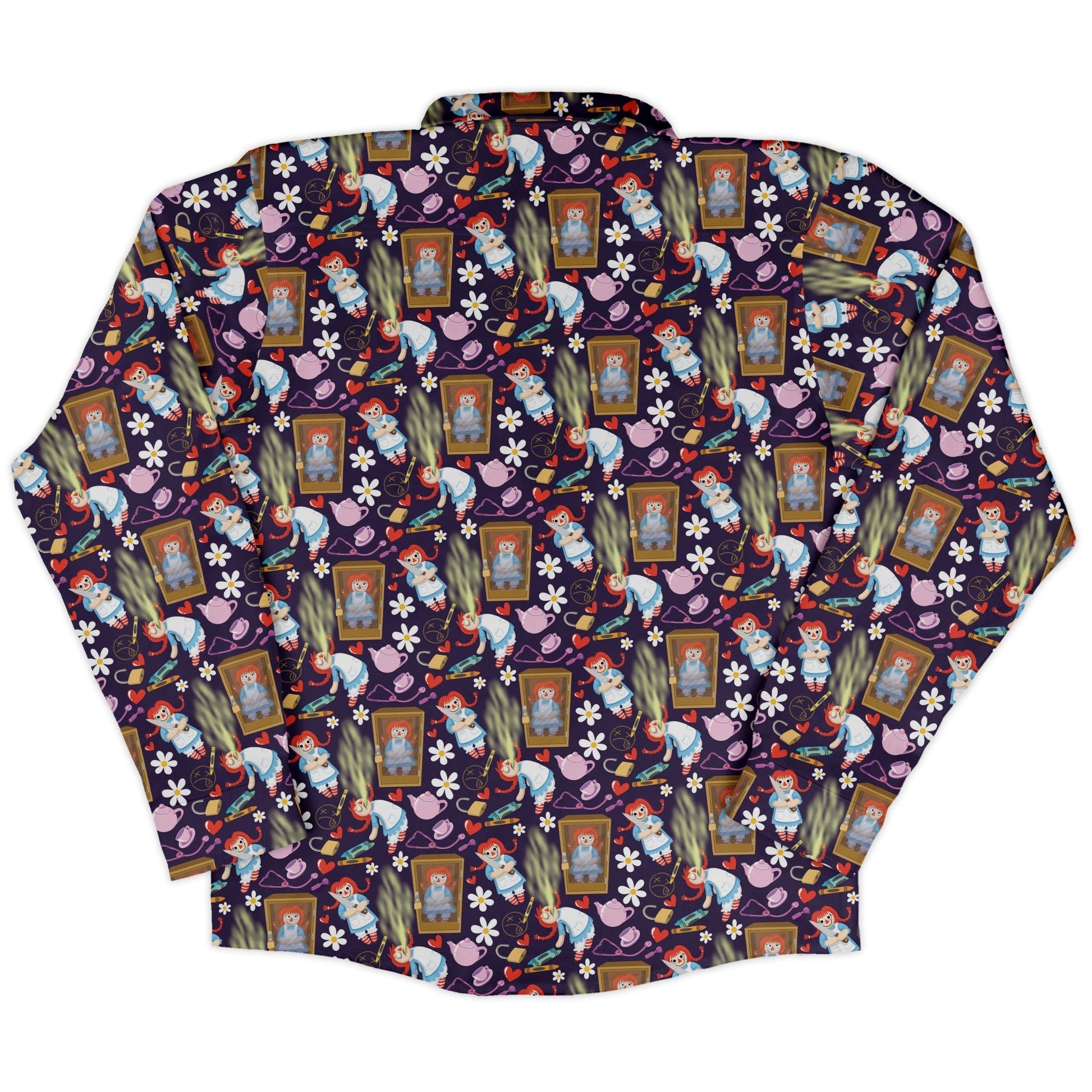 Annabelle Doll Long Sleeve Button Up Shirt Geek Nerd 0925 adult sizing All Adult Button Up Shirts