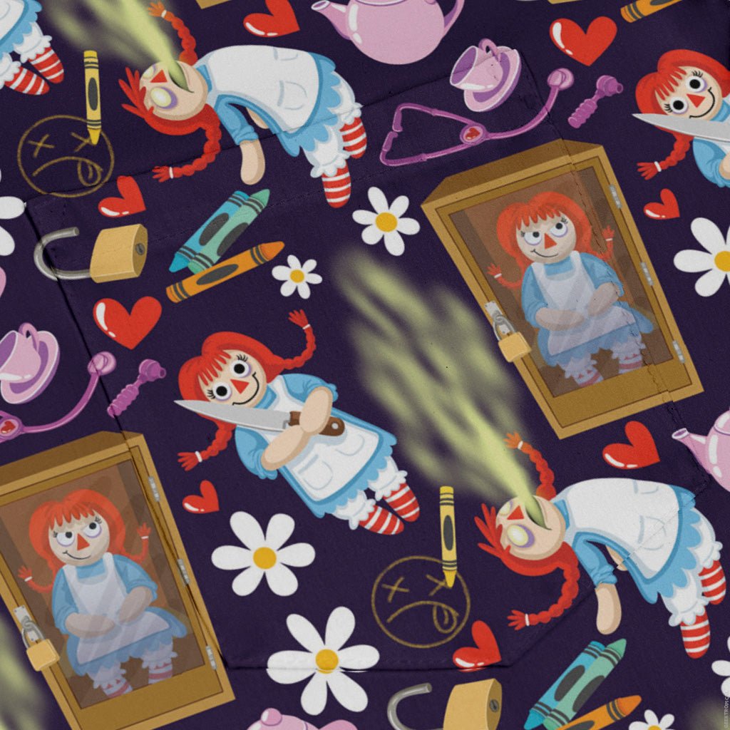Annabelle Doll Long Sleeve Button Up Shirt Geek Nerd 0925 adult sizing All Adult Button Up Shirts