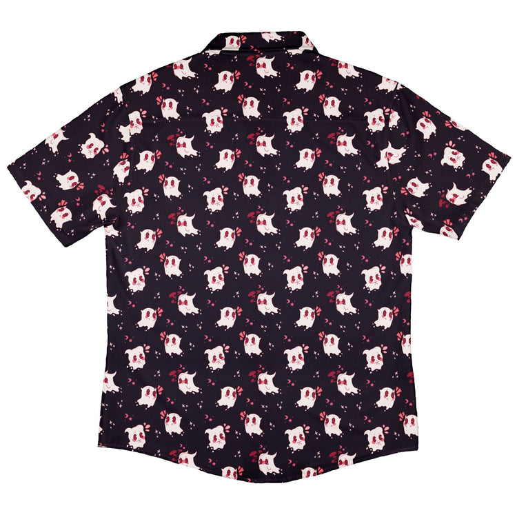 Anxious Ghost Red Button Up Shirt Geek Nerd adult sizing Anime Design by Ardi Tong