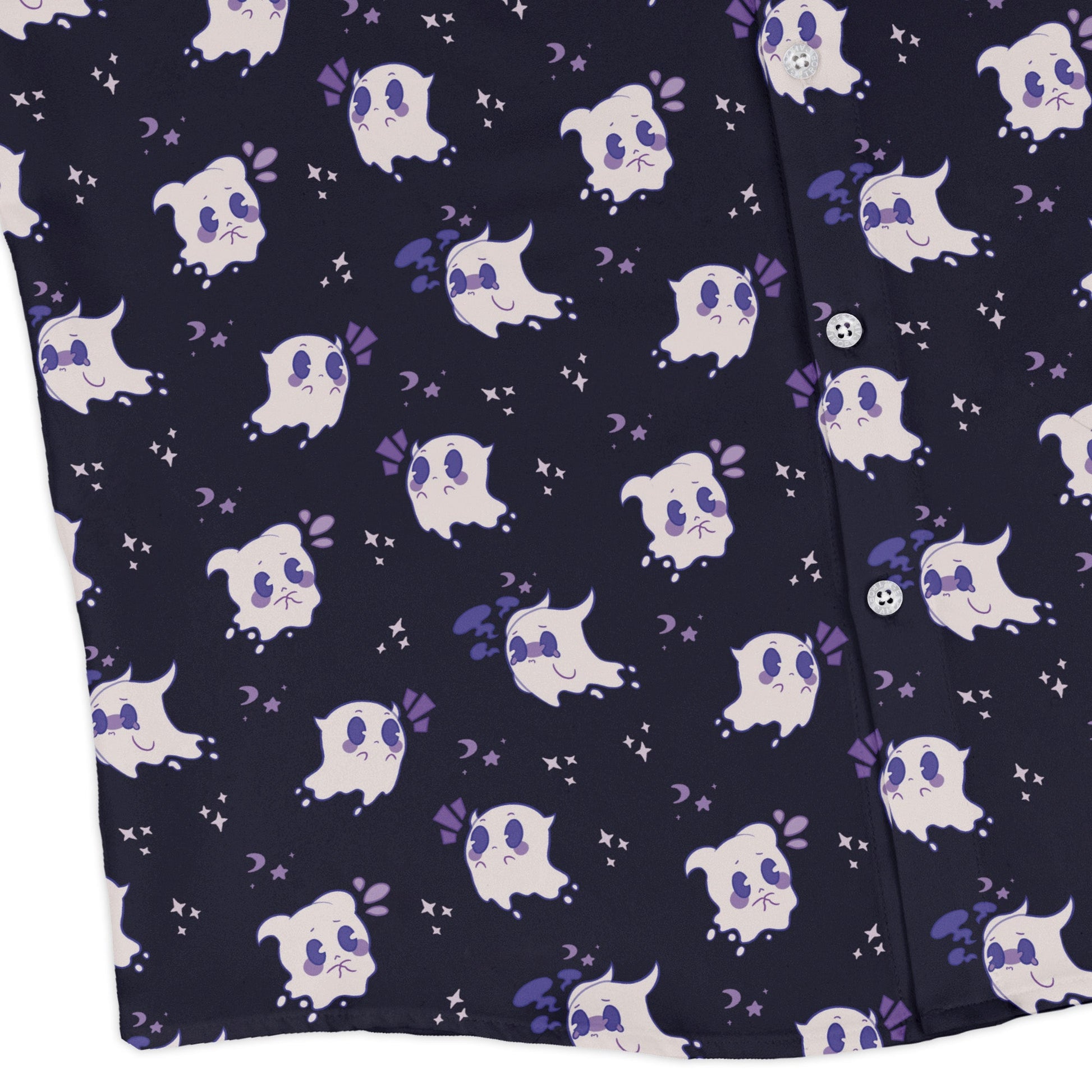 Anxious Ghosts Purple Long Sleeve Button Up Shirt