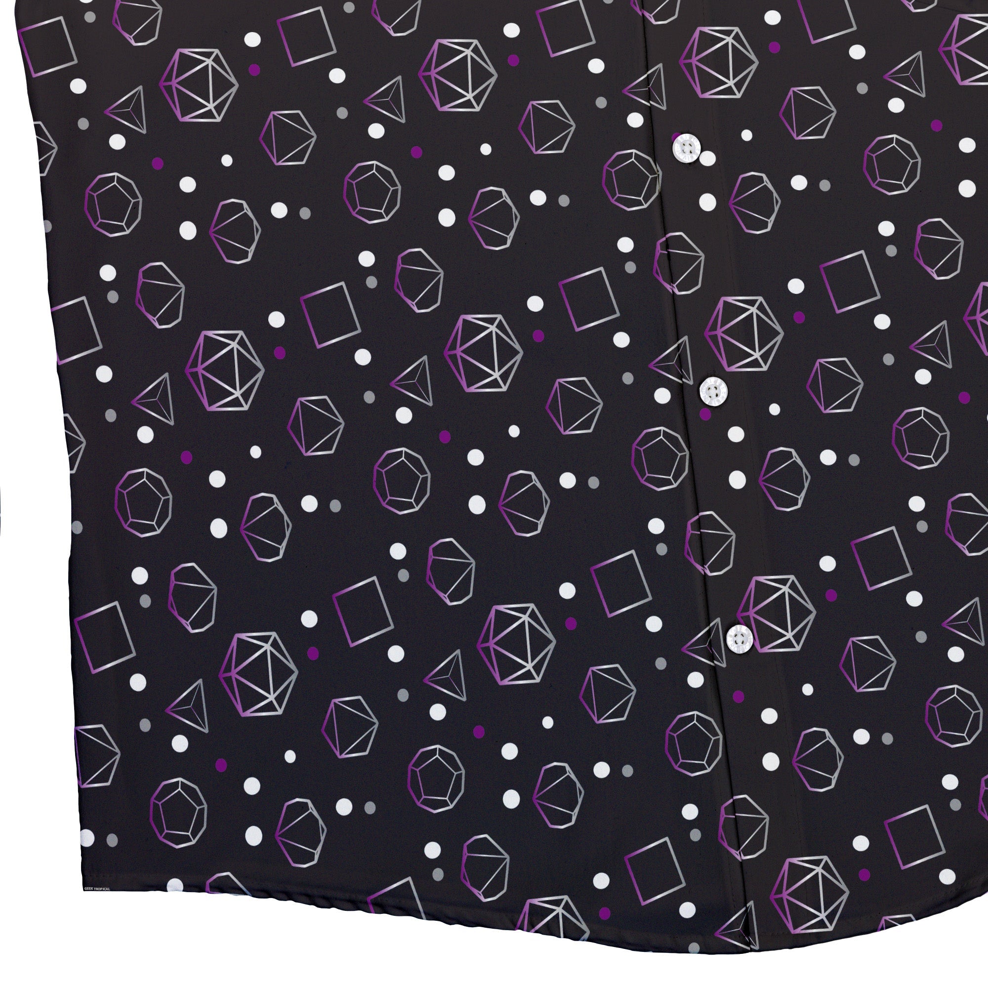 Asexual Pride Flag DND Dice Button Up Shirt - adult sizing - Design by Heather Davenport - dnd & rpg print