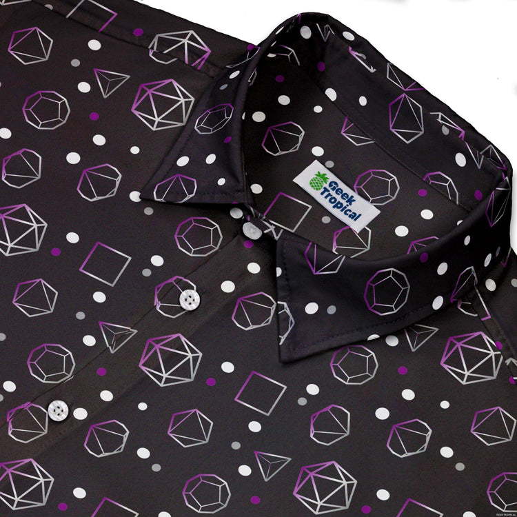 Asexual Pride Flag DND Dice Button Up Shirt - adult sizing - Design by Heather Davenport - dnd & rpg print
