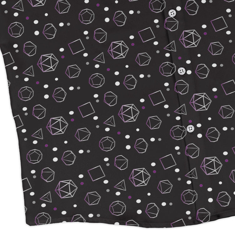 Asexual Pride Flag Dnd Dice Long Sleeve Button Up Shirt Geek Nerd adult sizing Design by Heather Davenport dnd & rpg print