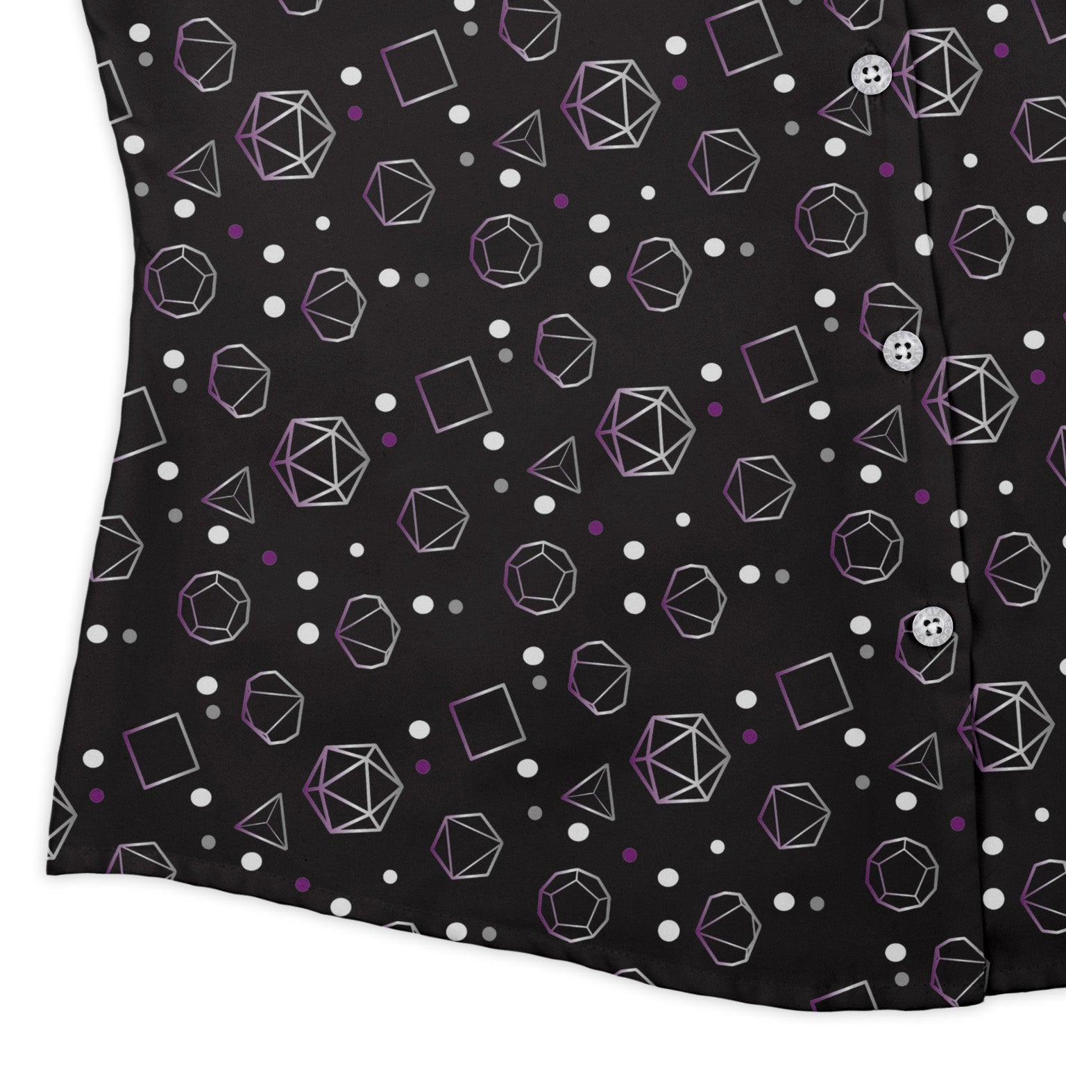 Asexual Pride Flag Dnd Dice Curvy Button Up Shirt Geek Nerd Design by Heather Davenport dnd & rpg print Pride Patterns