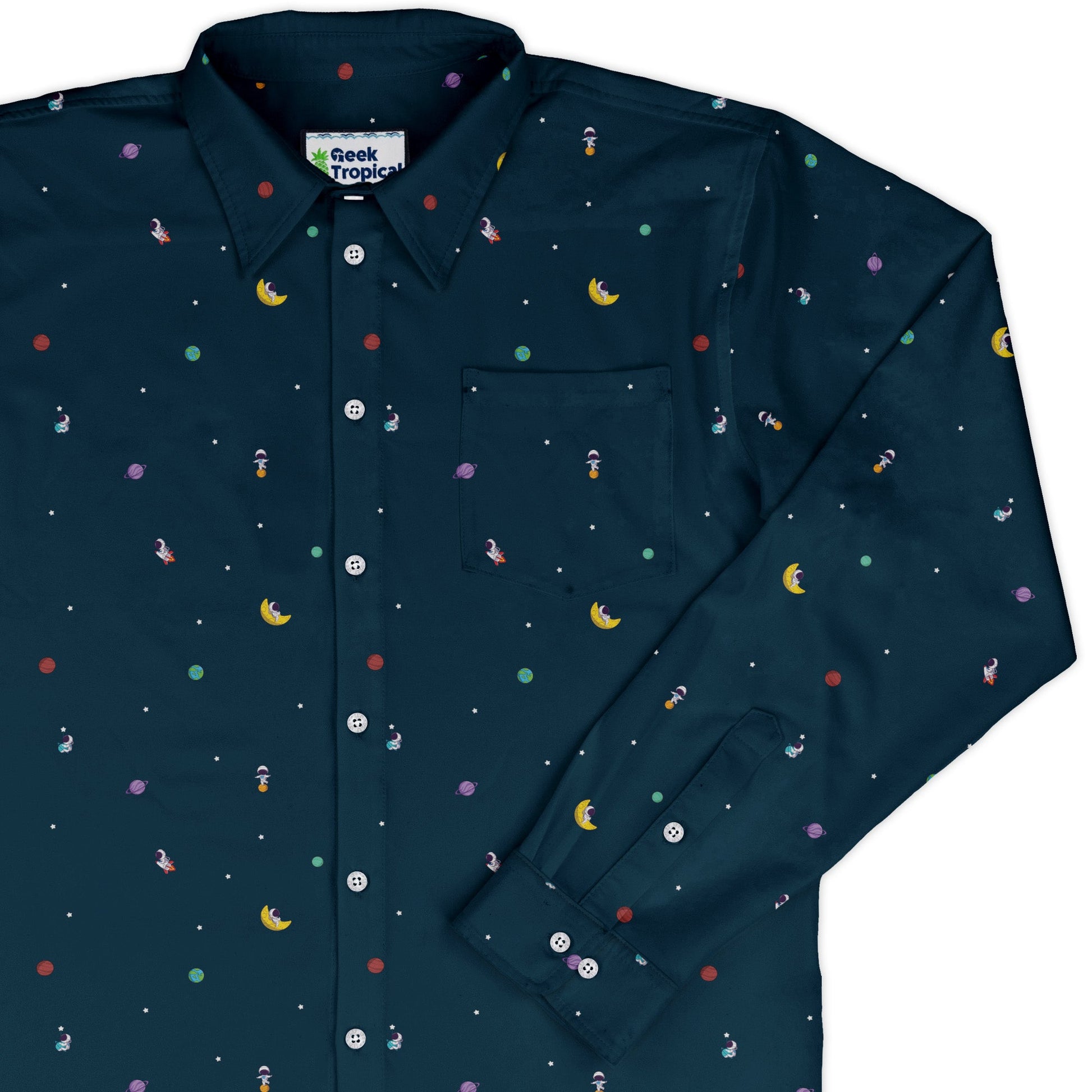 Astro Boy Space Long Sleeve Button Up Shirt
