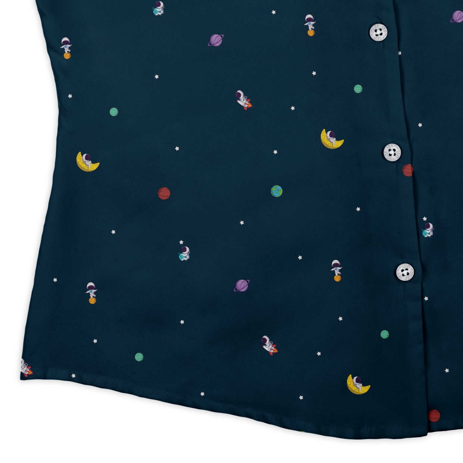 Astro Boy Space Curvy Button Up Shirt Geek Nerd outer space & astronaut print Simple Patterns women