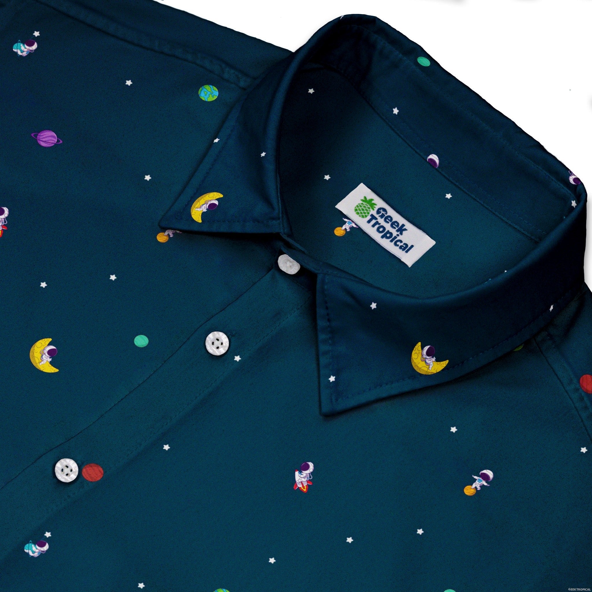 Astro Boy Space Button Up Shirt - adult sizing - outer space & astronaut print - Simple Patterns