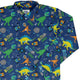 Astro Dino Dinosaur Outer Space Blue Long Sleeve Button Up Shirt Geek Nerd adult sizing dinosaur print FLOW DESC WRITING