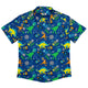 Astro Dino Dinosaur Outer Space Blue Button Up Shirt - adult sizing - dinosaur print - Maximalist Patterns