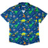 Clearance Ready - to - Ship Astro Dino Dinosaur Outer Space Blue Button Up Shirt Geek Nerd adult sizing Clearance dinosaur print