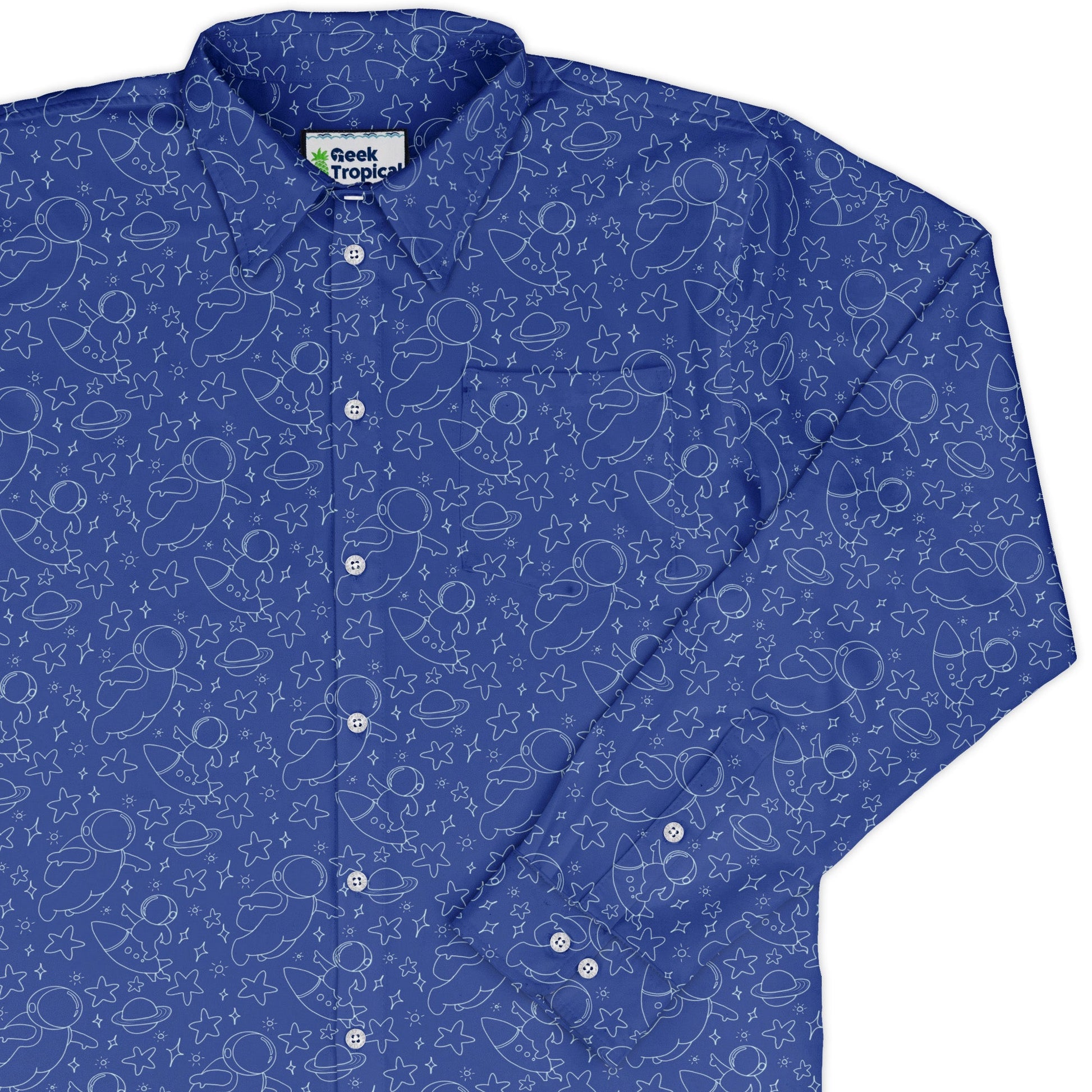 Astro Space Explorer Long Sleeve Button Up Shirt