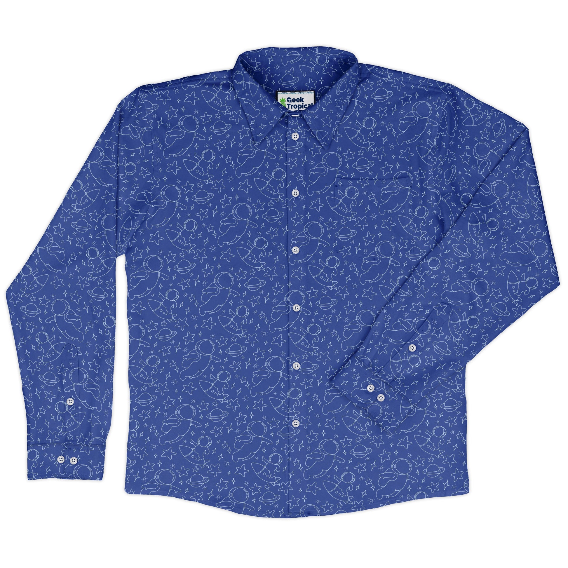 Astro Space Explorer Long Sleeve Button Up Shirt