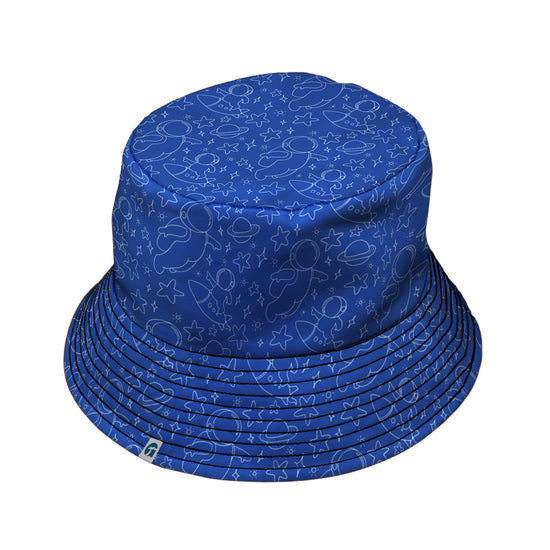 Astro Space Explorer Bucket Hat Geek Nerd Design by Julie Kitzes lx - B outer space & astronaut print
