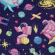 Astronaut Pixels Outer Space Purple Blue Long Sleeve Button Up Shirt Geek Nerd adult sizing Animal Patterns FLOW DESC WRITING