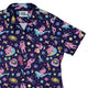 Astronaut Pixels Outer Space Purple Blue Curvy Button Up Shirt Geek Nerd Animal Patterns Maximalist Patterns outer space & astronaut print