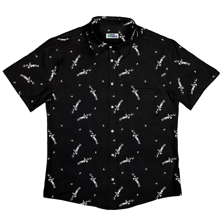 Astronaut Skeleton Button Up Shirt Geek Nerd 0925 adult sizing All Adult Button Up Shirts
