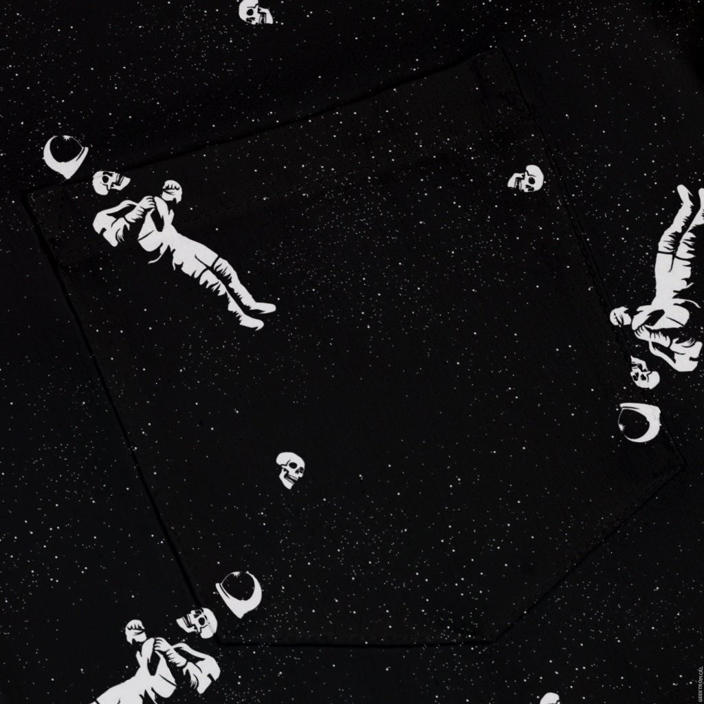 Astronaut Skeleton Button Up Shirt Geek Nerd 0925 adult sizing All Adult Button Up Shirts