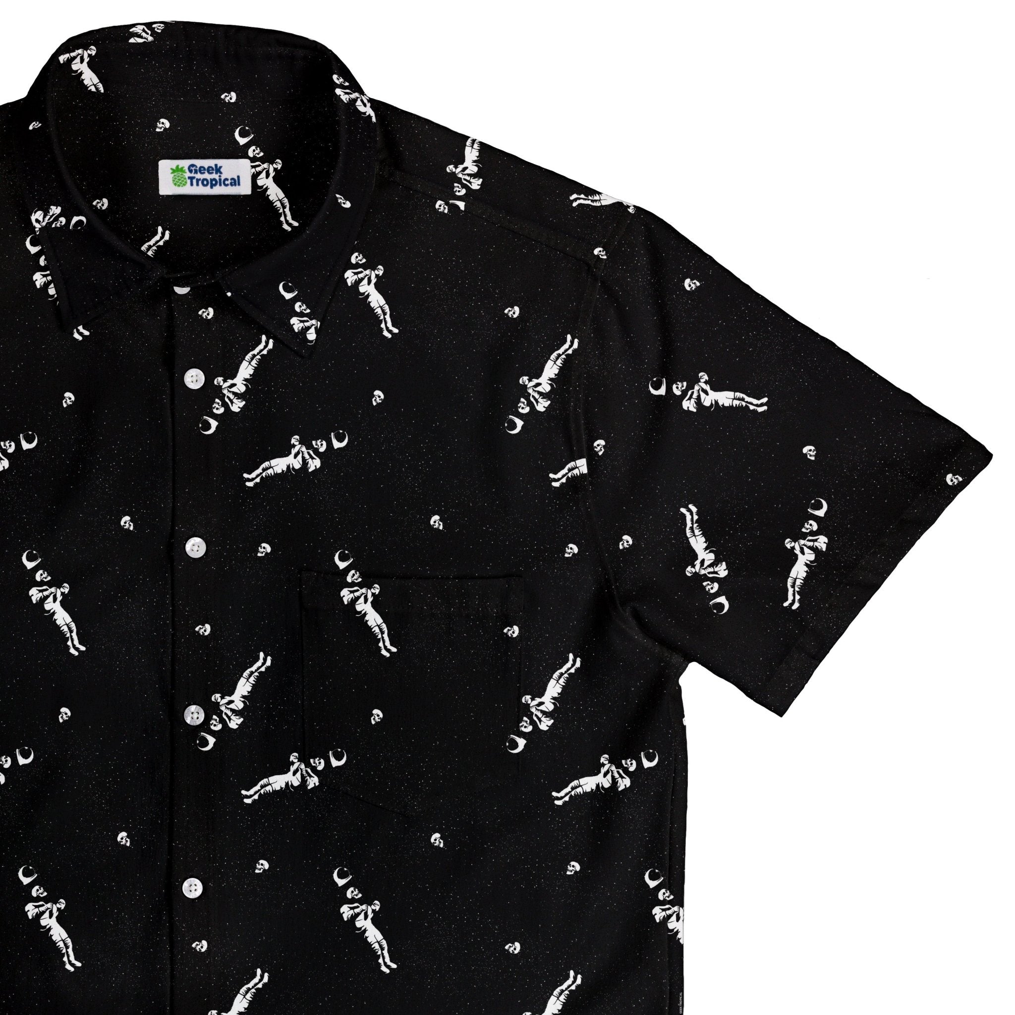 Astronaut Skeleton Button Up Shirt Geek Nerd 0925 adult sizing All Adult Button Up Shirts