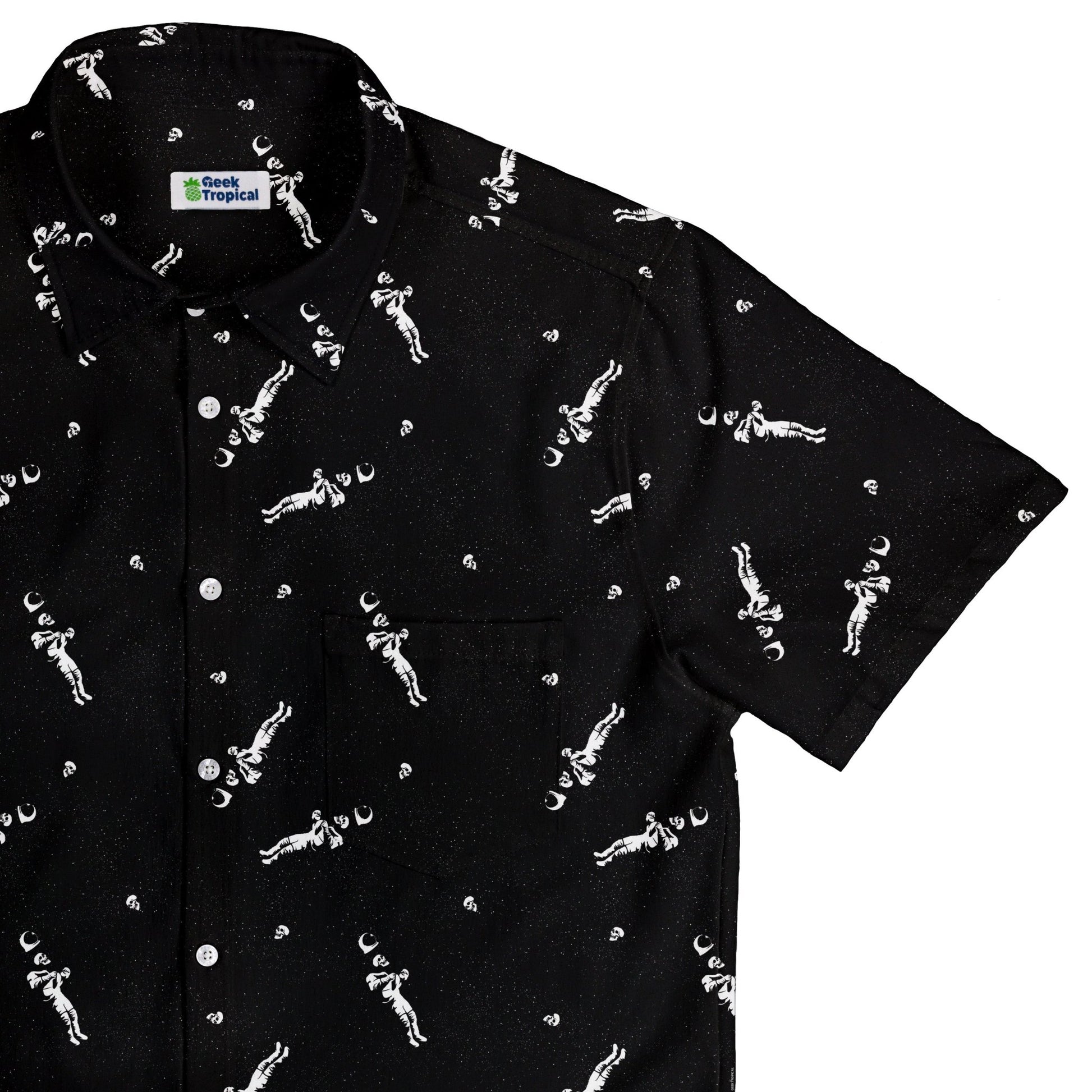 Astronaut Skeleton Button Up Shirt Geek Nerd 0925 adult sizing All Adult Button Up Shirts