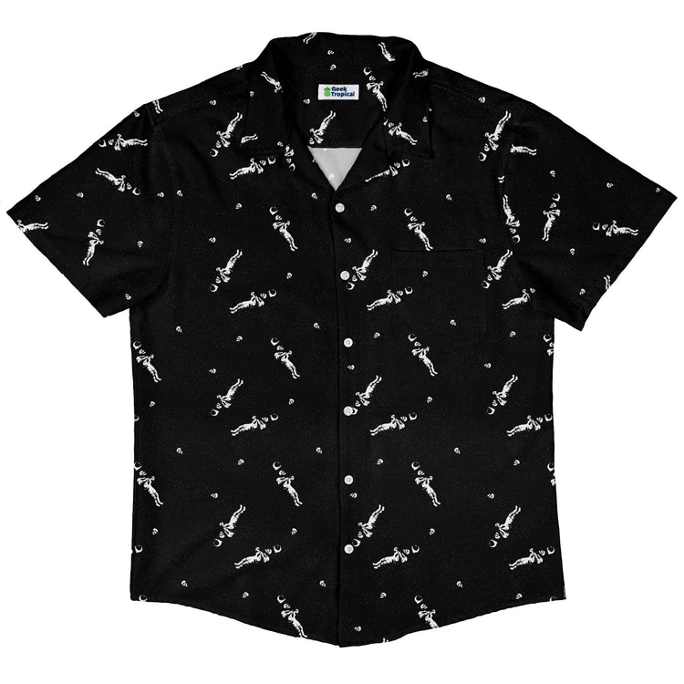 Astronaut Skeleton Button Up Shirt Geek Nerd 0925 adult sizing All Adult Button Up Shirts