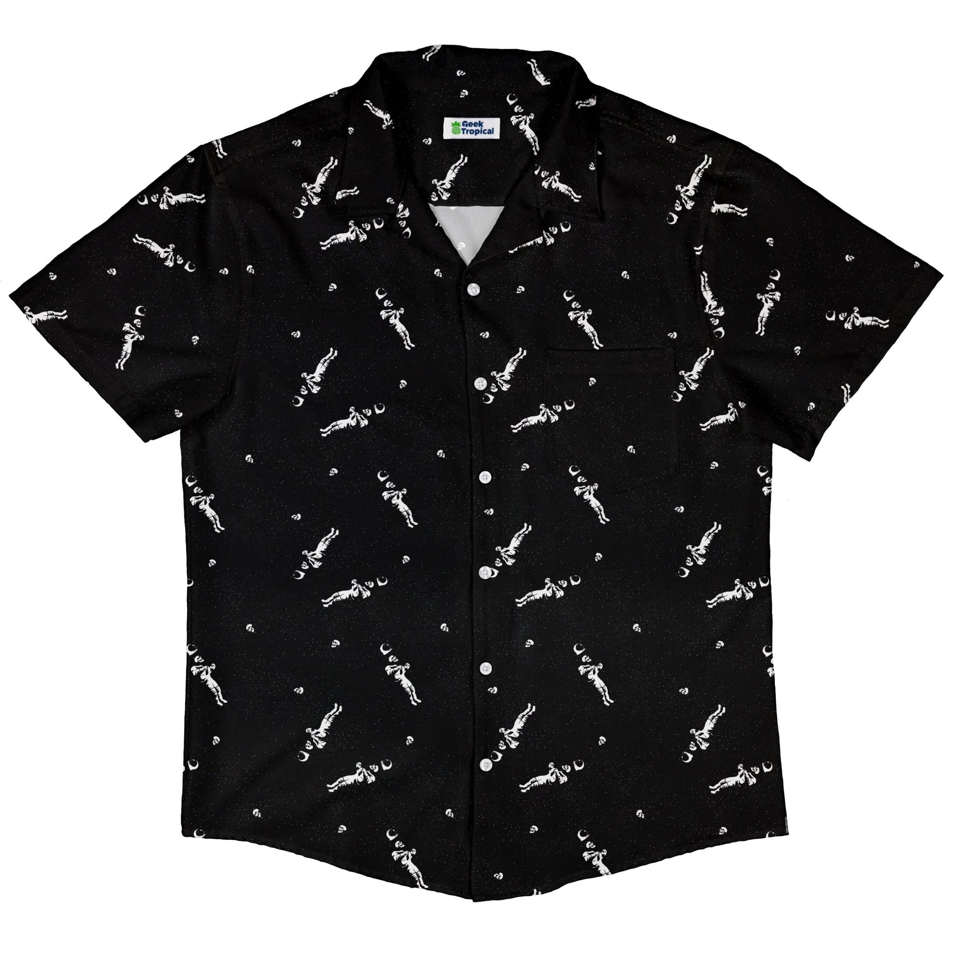Astronaut Skeleton Button Up Shirt Geek Nerd 0925 adult sizing All Adult Button Up Shirts