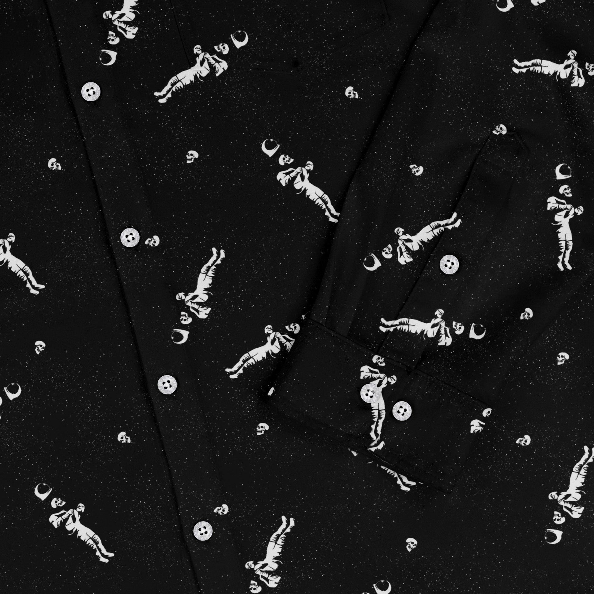 Astronaut Skeleton Long Sleeve Button Up Shirt Geek Nerd 0925 adult sizing All Adult Button Up Shirts