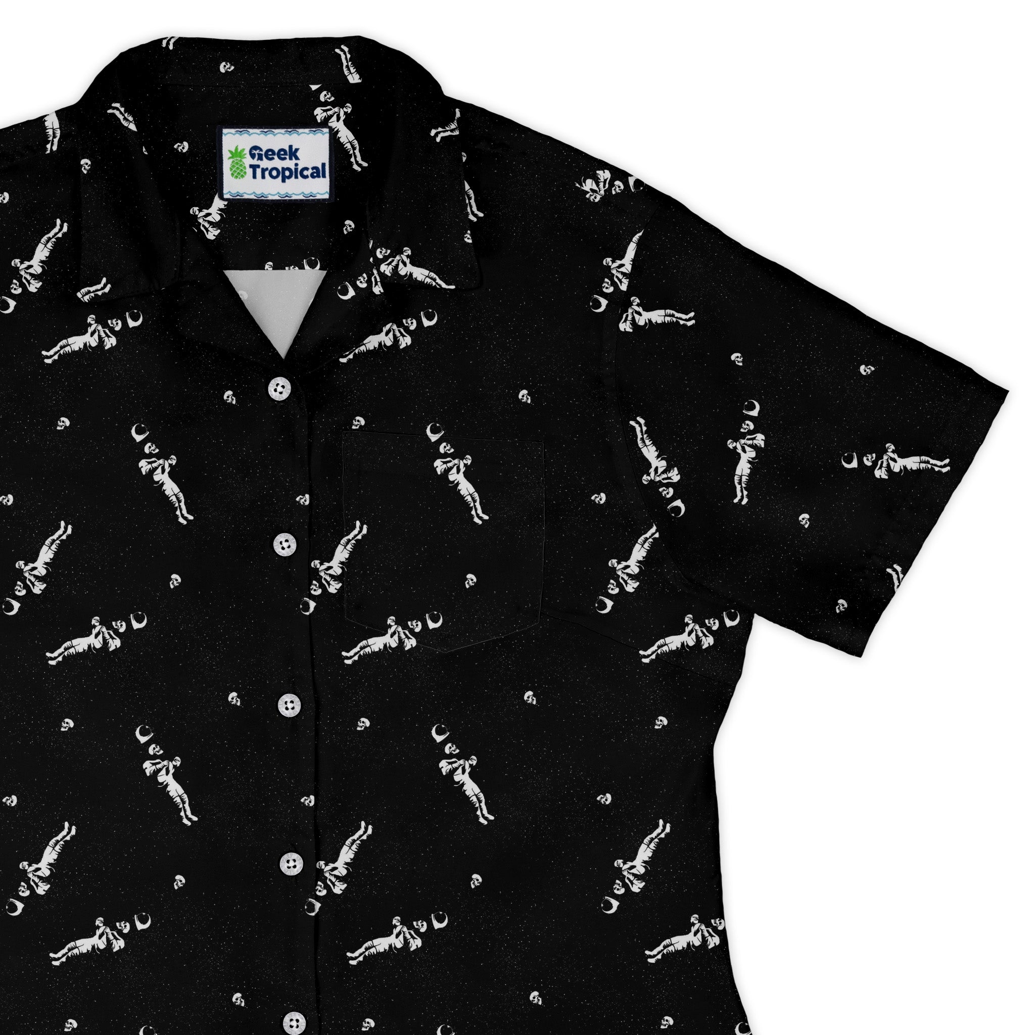 Astronaut Skeleton Curvy Button Up Shirt Geek Nerd 0925 All Adult Button Up Shirts Design by Tobe Fonseca