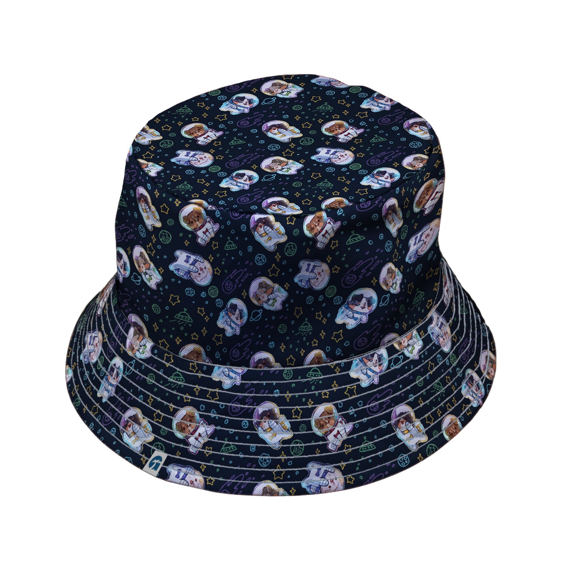 Aussie - Nauts Bucket Hat Geek Nerd Design by Ardi Tong lx - B outer space & astronaut print