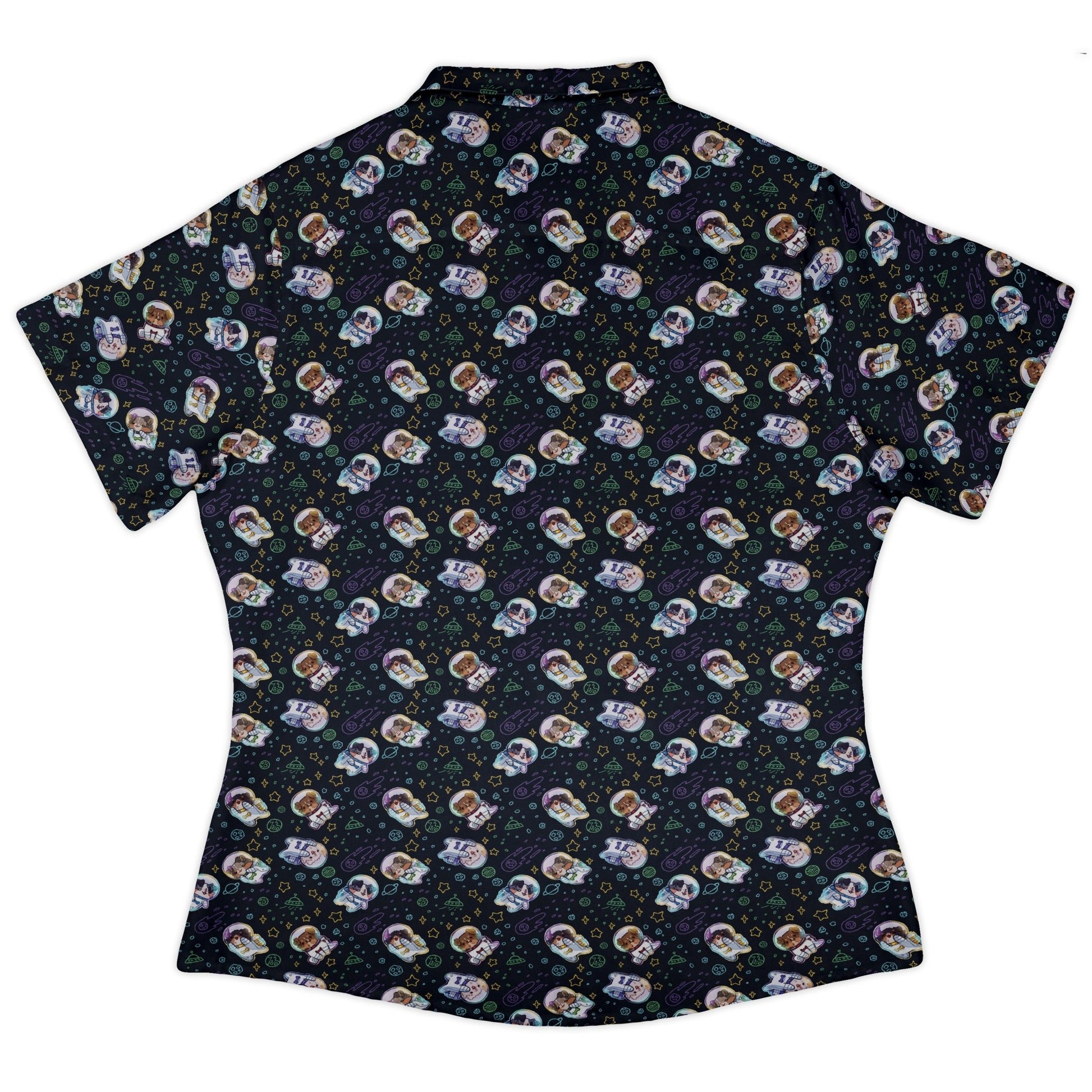 Aussie - Nauts Curvy Button Up Shirt Geek Nerd Design by Ardi Tong outer space & astronaut print q225