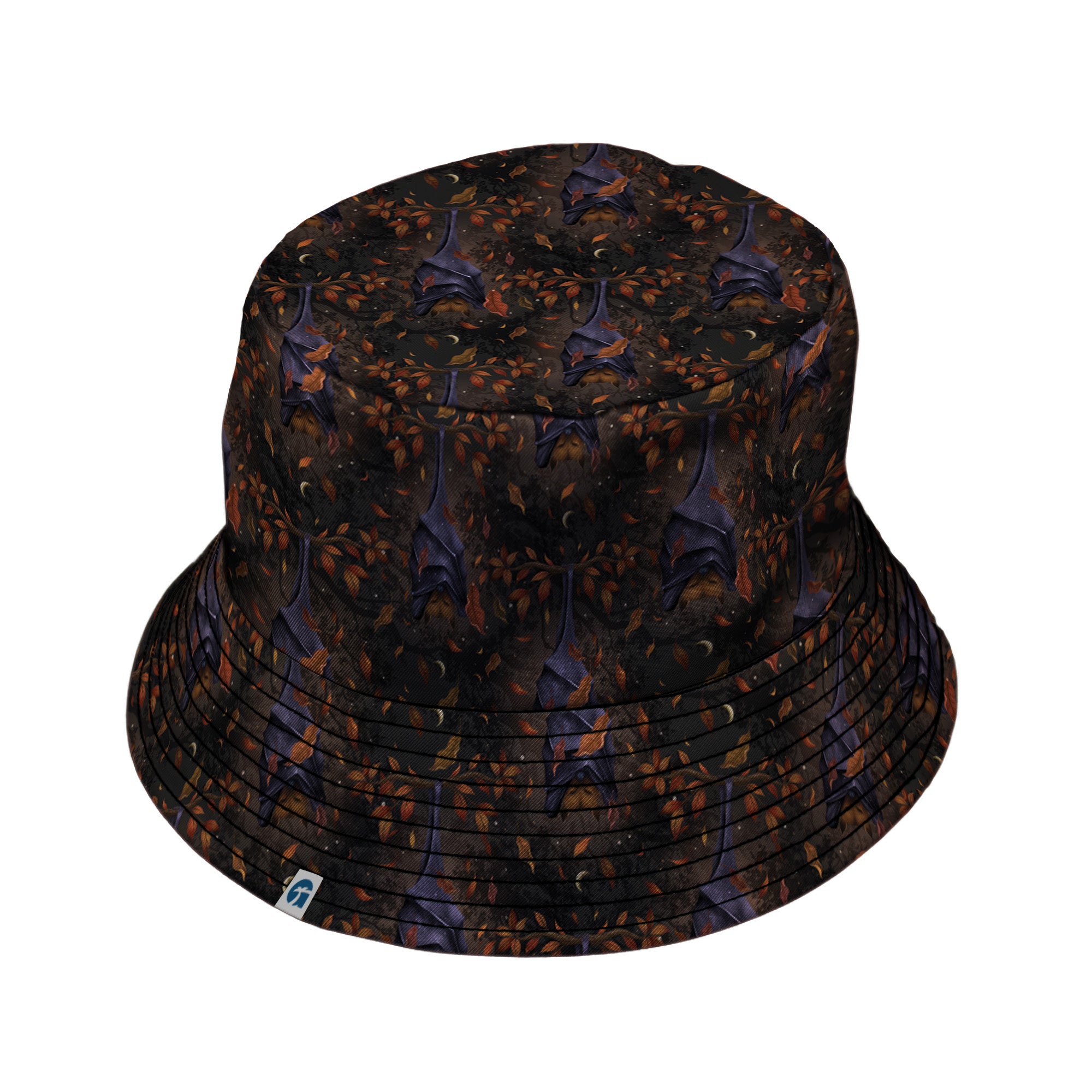 Autumn Bat Bucket Hat Black Stitching