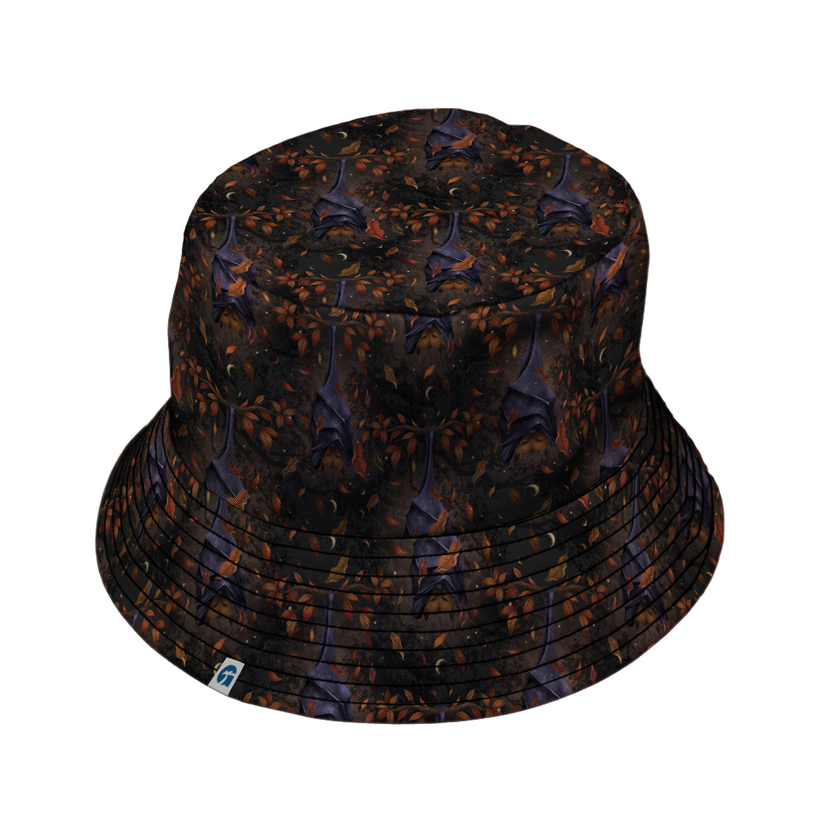 Autumn Bat Bucket Hat Black Stitching