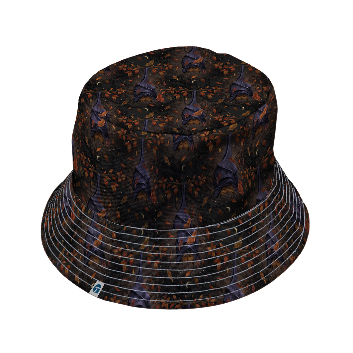 Autumn Bat Bucket Hat Gray Stitching