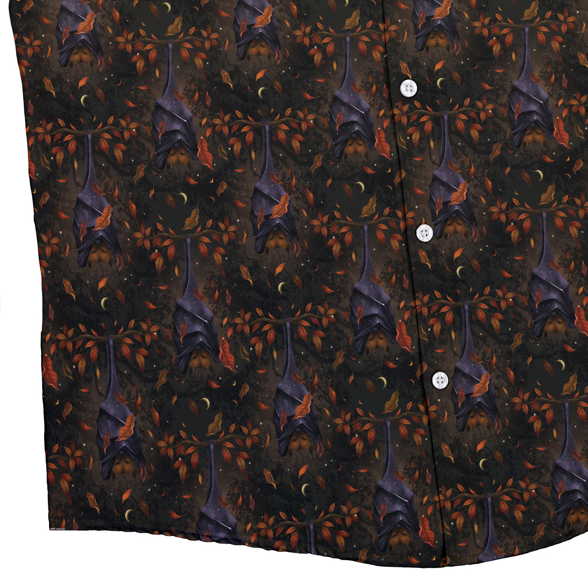 Autumn Bat Button Up Shirt Bottom Corner