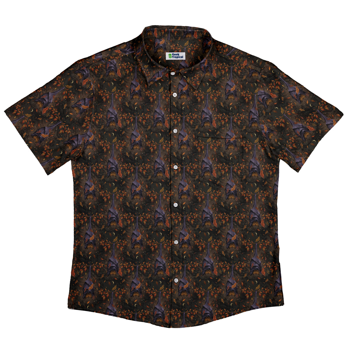 Autumn Bat Button Up Shirt Flat Front
