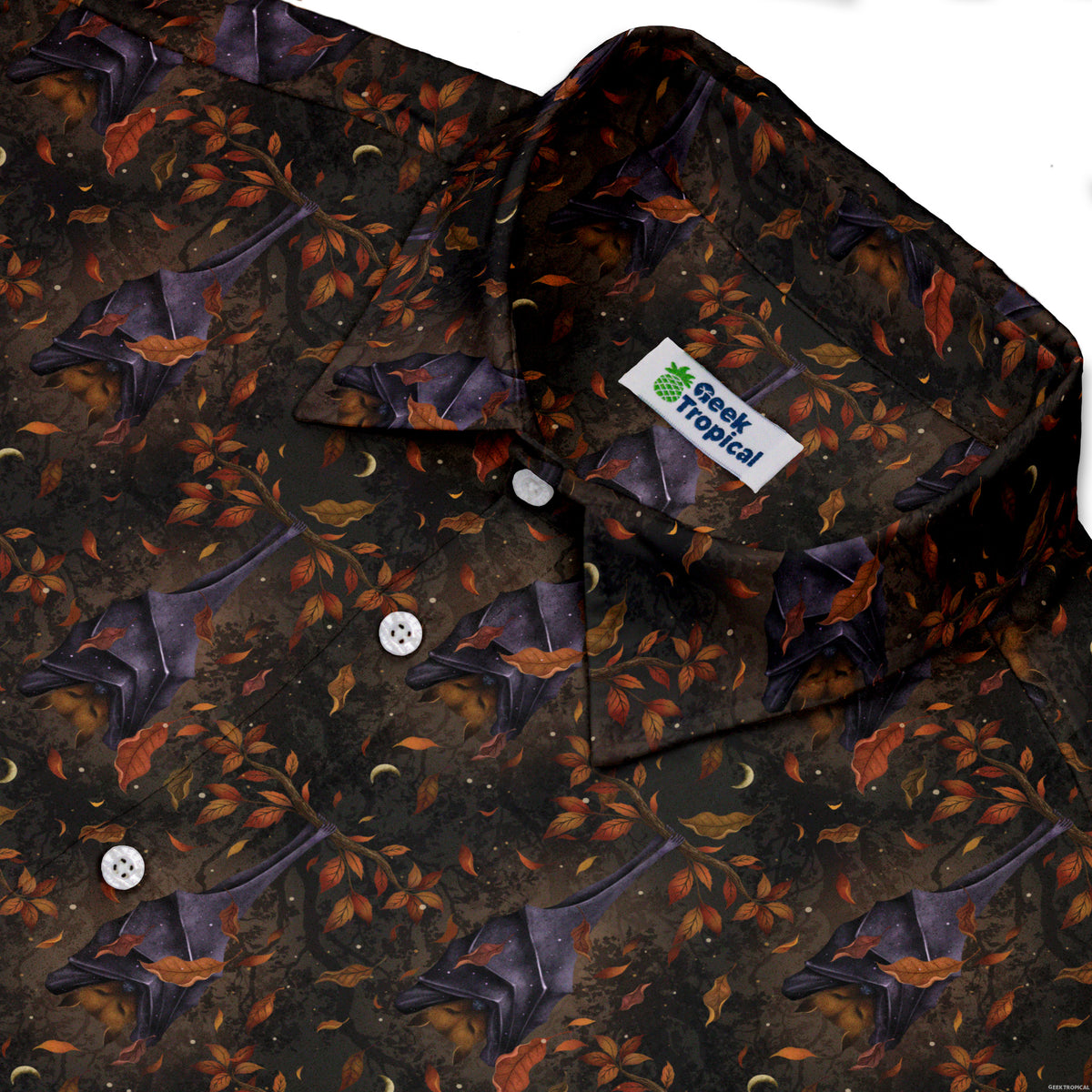 Autumn Bat Button Up Shirt Neck
